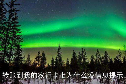 轉(zhuǎn)帳怎么沒(méi)信息嗎，轉(zhuǎn)賬到我的農(nóng)行卡上為什么沒(méi)信息提示