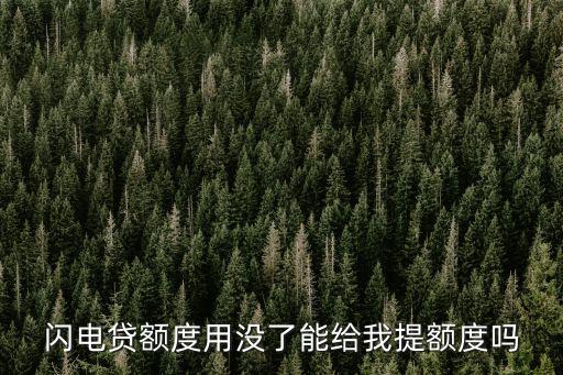 閃電貸額度搶光怎么辦，閃電貸額度用沒了能給我提額度嗎