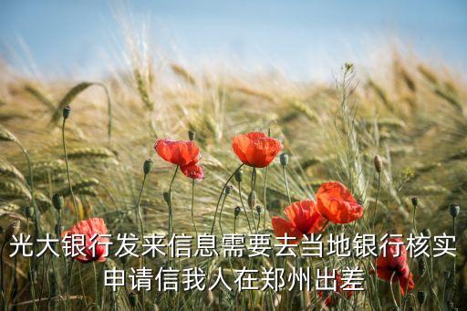 光大銀行發(fā)來信息需要去當?shù)劂y行核實申請信我人在鄭州出差