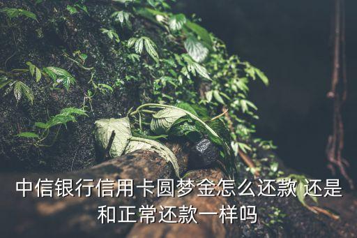 中信銀行信用卡圓夢金怎么還款 還是和正常還款一樣嗎