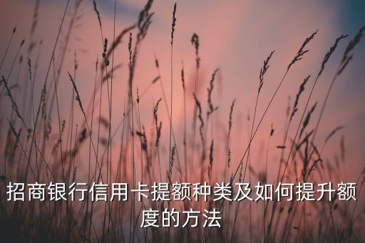 招商銀行信用卡提額種類及如何提升額度的方法
