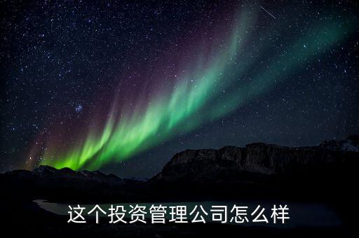 這個投資管理公司怎么樣