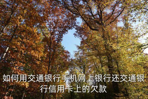 如何用交通銀行手機網上銀行還交通銀行信用卡上的欠款