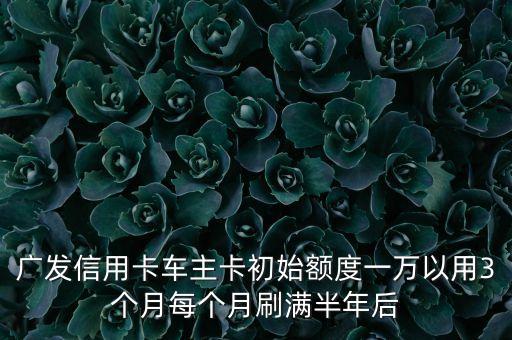 廣發(fā)信用卡車主卡初始額度一萬以用3個(gè)月每個(gè)月刷滿半年后