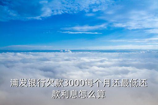 浦發(fā)銀行欠款3000每個月還最低還款利息怎么算
