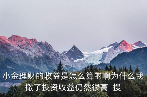小金理財(cái)?shù)氖找媸窃趺此愕陌槭裁次页妨送顿Y收益仍然很高  搜