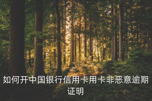 中國銀行非惡意逾期證明怎么開，如何開中國銀行信用卡用卡非惡意逾期證明