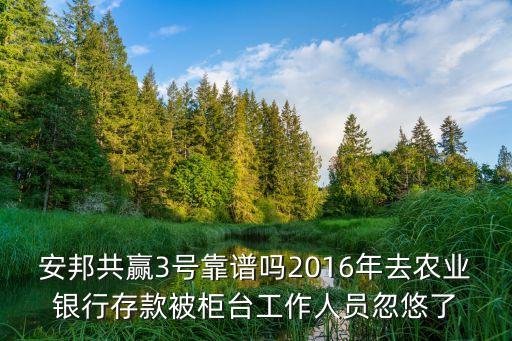 農業(yè)銀行3號安邦怎么樣，你好我前幾天在農業(yè)銀行買了安邦共贏3號安全可靠嗎