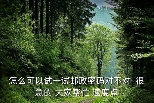 怎么可以試一試郵政密碼對(duì)不對(duì)  很急的 大家?guī)兔?速度點(diǎn)