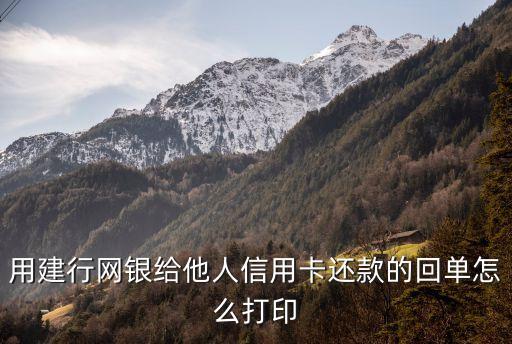 用建行網(wǎng)銀給他人信用卡還款的回單怎么打印