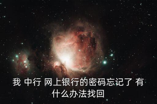 我 中行 網(wǎng)上銀行的密碼忘記了 有什么辦法找回