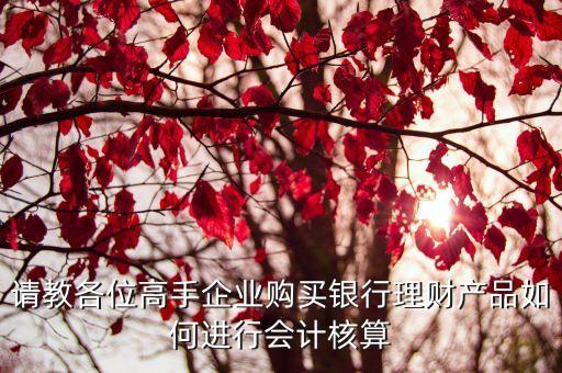 請教各位高手企業(yè)購買銀行理財(cái)產(chǎn)品如何進(jìn)行會計(jì)核算