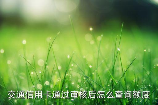 交通信用卡通過(guò)審核后怎么查詢額度