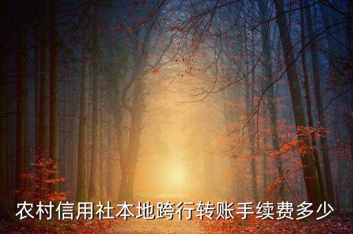 農(nóng)村信用社本地跨行轉(zhuǎn)賬手續(xù)費(fèi)多少