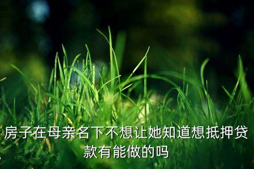 房子母親的我需要貸款怎么辦，房產(chǎn)在媽媽的名下怎樣去貸款