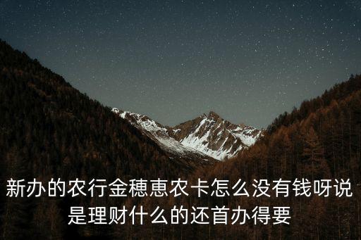 新辦的農(nóng)行金穂恵農(nóng)卡怎么沒有錢呀說是理財什么的還首辦得要