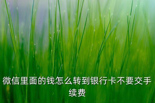 微信里面的錢怎么轉(zhuǎn)到銀行卡不要交手續(xù)費(fèi)