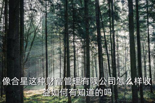 像合星這種財(cái)富管理有限公司怎么樣收益如何有知道的嗎