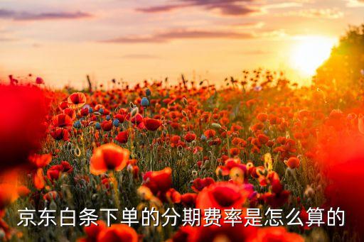 京東白條下單的分期費率是怎么算的