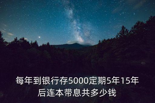 每年到銀行存5000定期5年15年后連本帶息共多少錢