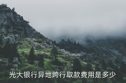 光大銀行異地跨行取款費用是多少