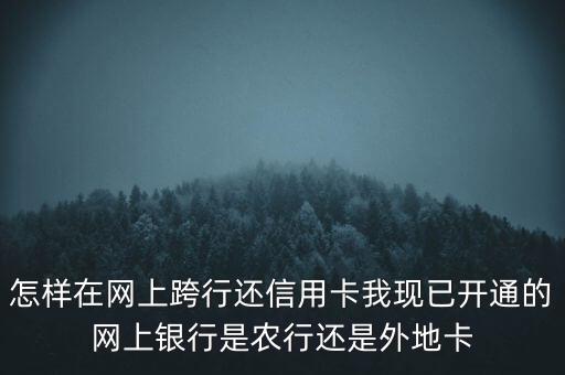 怎樣在網(wǎng)上跨行還信用卡我現(xiàn)已開(kāi)通的網(wǎng)上銀行是農(nóng)行還是外地卡