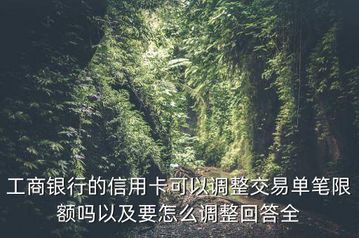 信用卡每日轉(zhuǎn)賬限額怎么改，工商銀行的信用卡可以調(diào)整交易單筆限額嗎以及要怎么調(diào)整回答全