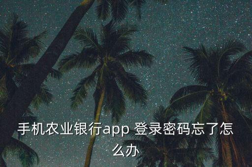 農(nóng)業(yè)銀行軟件怎么登錄密碼忘了怎么辦，手機(jī)農(nóng)業(yè)銀行app 登錄密碼忘了怎么辦