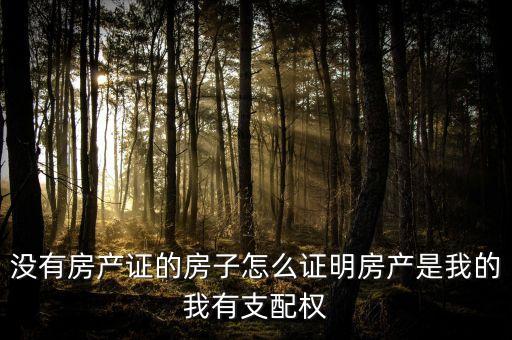 沒有房產(chǎn)證的房子怎么證明房產(chǎn)是我的我有支配權(quán)