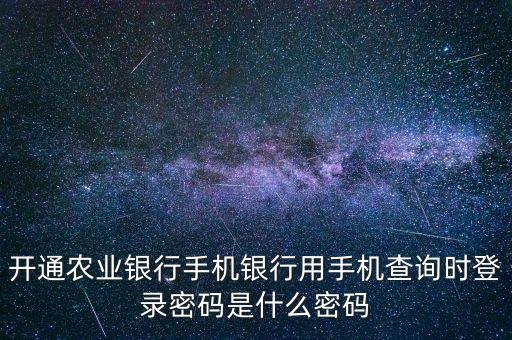 開通農(nóng)業(yè)銀行手機銀行用手機查詢時登錄密碼是什么密碼