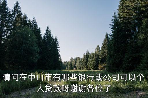 中山都有什么銀行貸款，請(qǐng)問(wèn)在中山市有哪些銀行或公司可以個(gè)人貸款呀謝謝各位了