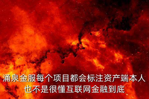 涌泉金服每個(gè)項(xiàng)目都會(huì)標(biāo)注資產(chǎn)端本人也不是很懂互聯(lián)網(wǎng)金融到底