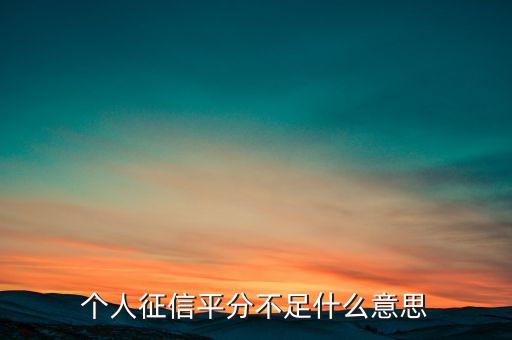 個人征信平分不足什么意思