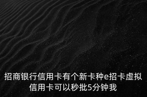 招商銀行信用卡有個(gè)新卡種e招卡虛擬信用卡可以秒批5分鐘我