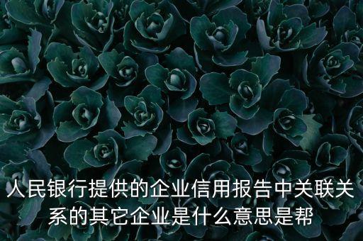 人民銀行提供的企業(yè)信用報告中關(guān)聯(lián)關(guān)系的其它企業(yè)是什么意思是幫