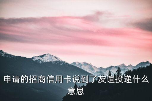 申請的招商信用卡說到了友誼投遞什么意思