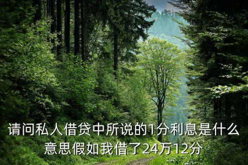 請問私人借貸中所說的1分利息是什么意思假如我借了24萬12分
