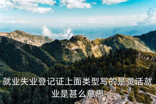 靈活就業(yè)是什么意思，就業(yè)失業(yè)登記證上面類型寫的是靈活就業(yè)是甚么意思