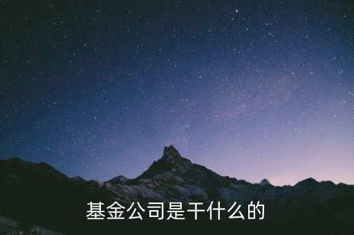基金公司是做什么的，什么叫基金公司