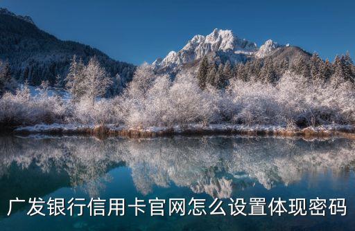 廣發(fā)銀行信用卡官網(wǎng)怎么設(shè)置體現(xiàn)密碼