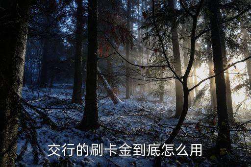交行的刷卡金到底怎么用