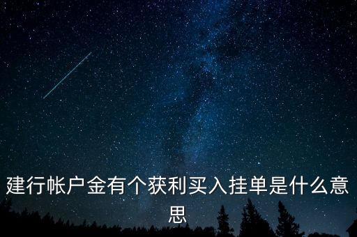 獲利掛單是什么意思，建行帳戶金有個獲利買入掛單是什么意思
