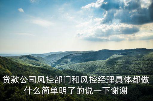 貸款公司風(fēng)控部做什么的，貸款公司風(fēng)控部門和風(fēng)控經(jīng)理具體都做什么簡單明了的說一下謝謝