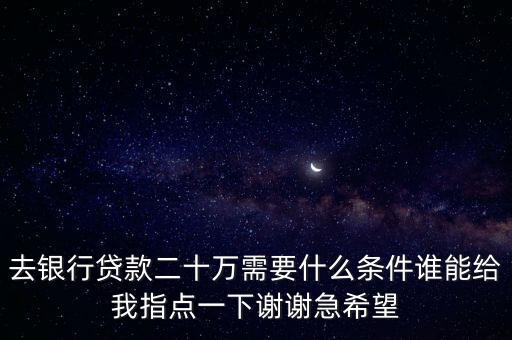 去銀行貸款二十萬(wàn)需要什么條件誰(shuí)能給我指點(diǎn)一下謝謝急希望