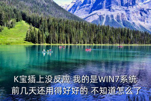 為什么k寶插上沒反應(yīng)，K寶插上沒反應(yīng) 我的是WIN7系統(tǒng) 前幾天還用得好好的 不知道怎么了