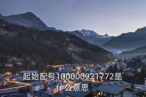 配號(hào)是什么意思，起始配號(hào)100000921772是什么意思