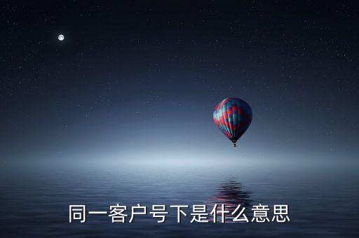 同一客戶號(hào)下是什么意思