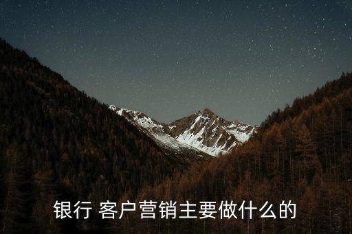 銀行 客戶營(yíng)銷主要做什么的
