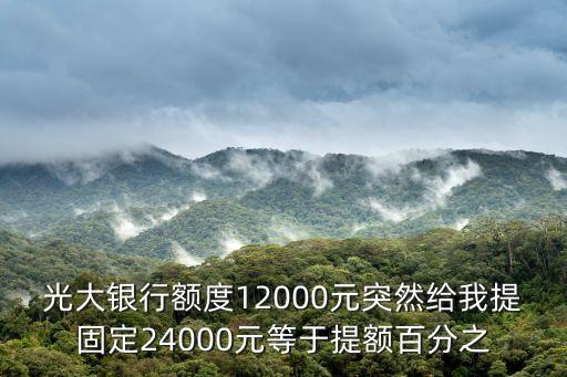 光大銀行額度12000元突然給我提固定24000元等于提額百分之
