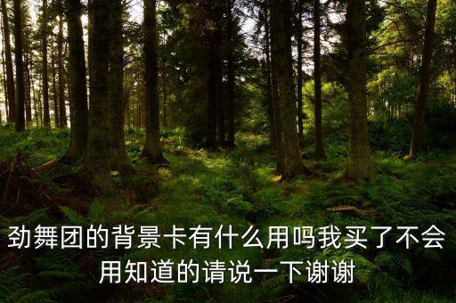 勁舞團(tuán)的背景卡有什么用嗎我買了不會(huì)用知道的請說一下謝謝